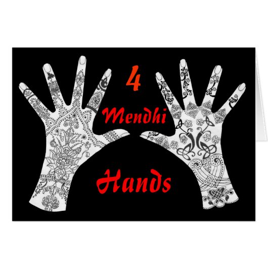 Four Mendhi Hands Cards (Front Horizontal)