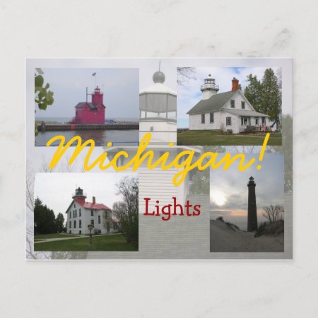 Four Michigan Lighthouses Postcards