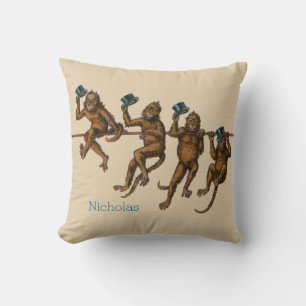 Four Monkeys Throw Pillow