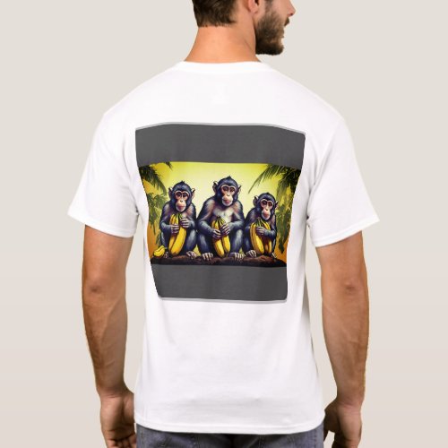 Four Monkeys with Banana Bowl T_Shirt