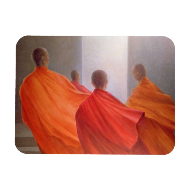 Four Monks on Temple Steps Magnet (Horizontal)