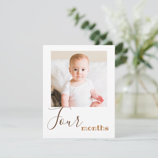 Four Month Photo First Birthday Banner Card (Standing Front)