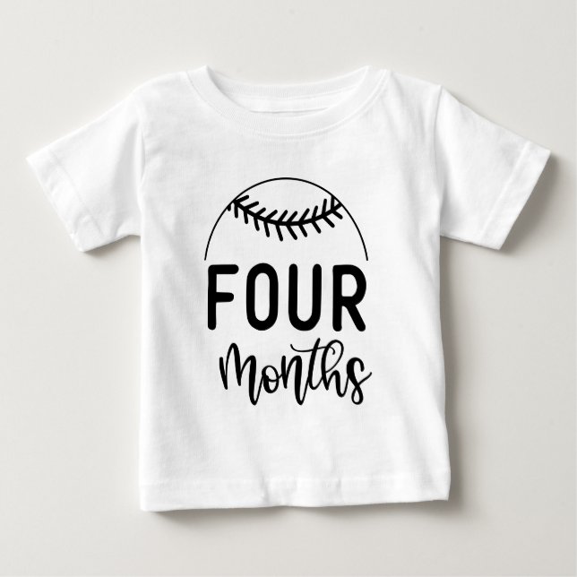 Four Months Baseball Baby Milestone - T-Shirt (Front)