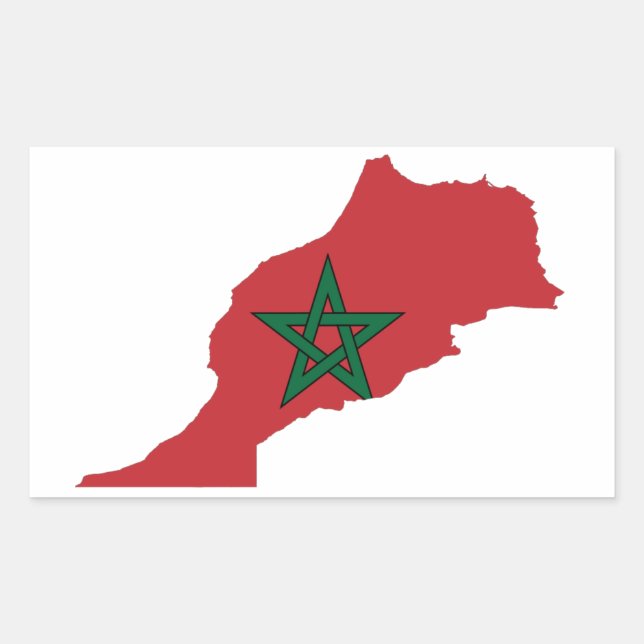FOUR Morocco Flag Map Rectangular Sticker (Front)