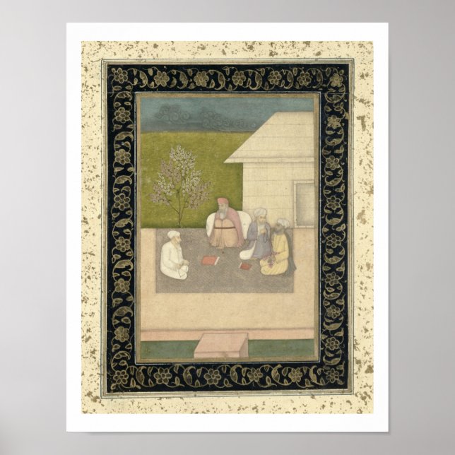 Four Muslim holy men seated in meditation outside Poster (Front)