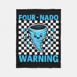 Four nado warning 4th birthday 4 years old kids fleece blanket