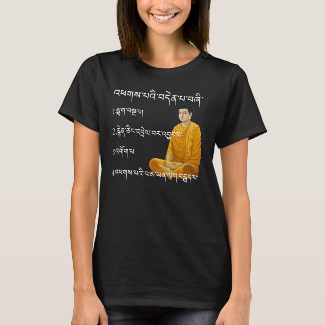Four Noble Truths In Tibetan Buddha Buddhism T-Shirt (Front)