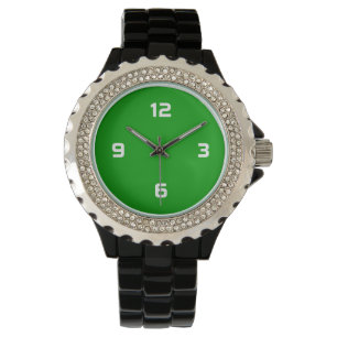 Four Numbers - White on Grass Green Watch