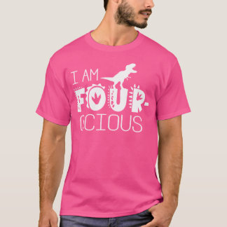 Four-Ocious 4Th Birthday 4 Year Old Boy Dinosaur T-Shirt