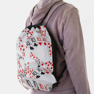 "Four of a Kind: Scattered Quad Tens" Drawstring Bag