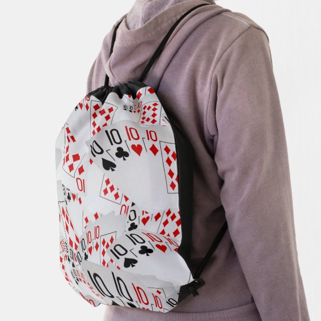 "Four of a Kind: Scattered Quad Tens" Drawstring Bag (Insitu)