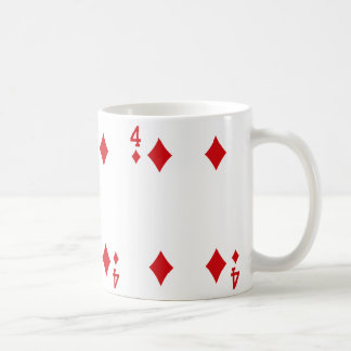 Four of Diamonds Playing Card Coffee Mug