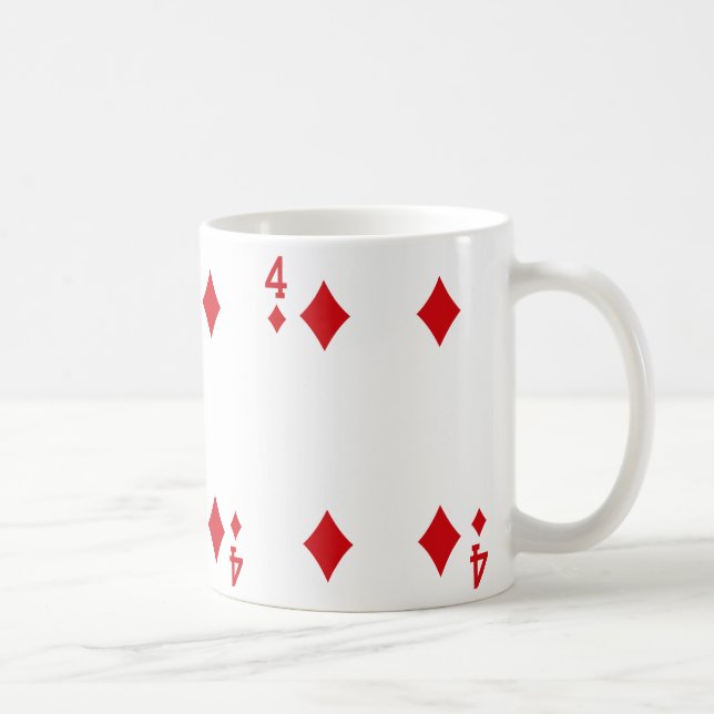 Four of Diamonds Playing Card Coffee Mug (Right)