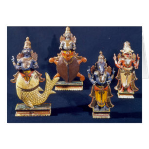 Four of the incarnations of Vishnu Cards