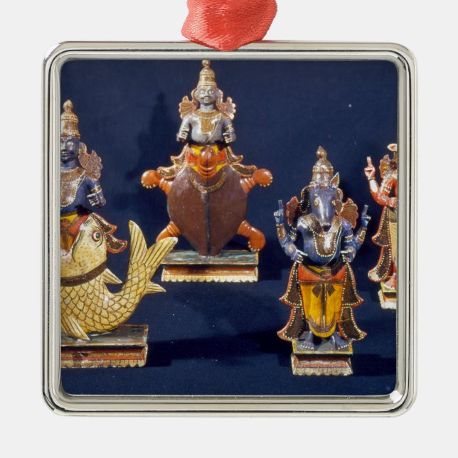 Four of the incarnations of Vishnu Metal Ornament (Front)