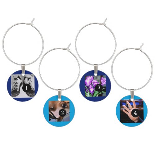 Four of Your Photos Make Your Own Personalized Hit Wine Glass Charm