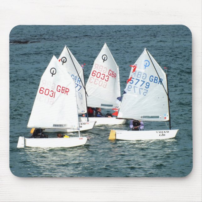 Four Optimist boats Mouse Pad (Front)