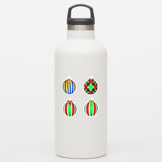 Four Ornaments Christmas Sticker (Waterbottle)