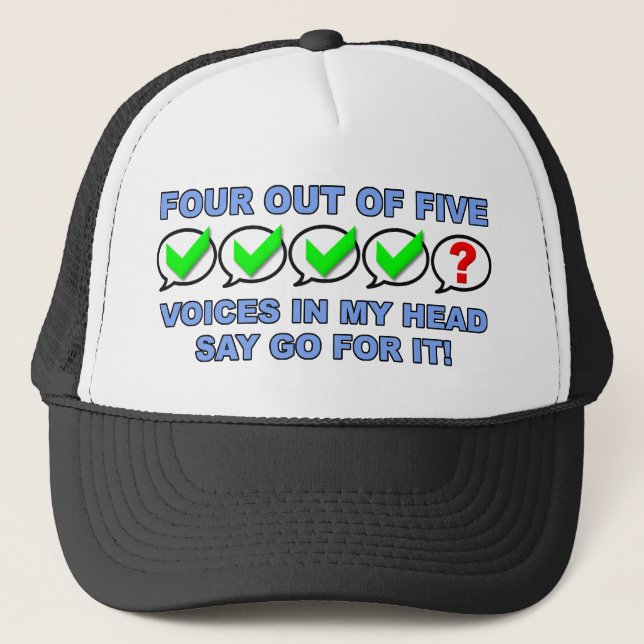 Four Out Of Five Voices Funny Hat Ball Cap (Front)