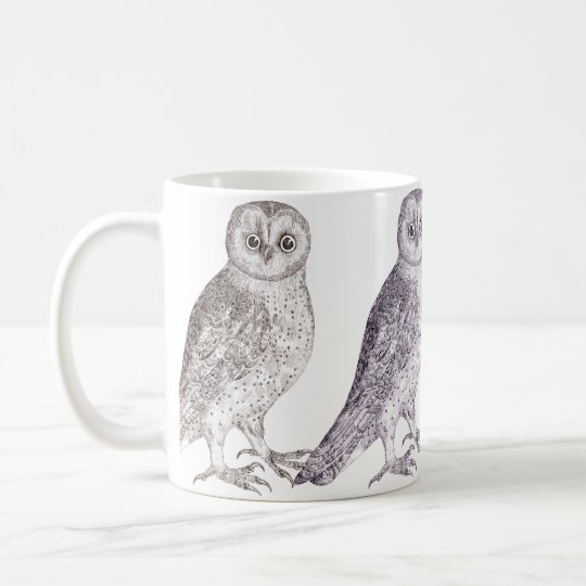 Four Owls Coffee Mug - Spotted Owl Antique Print