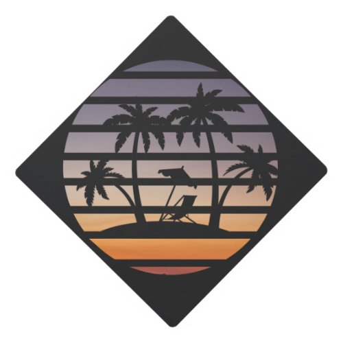 four palm trees in a sunset T_Shirt Graduation Cap Topper