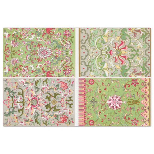 Four Panel Floral Motif Tissue Paper