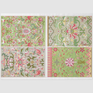 Four Panel Floral Motif Tissue Paper