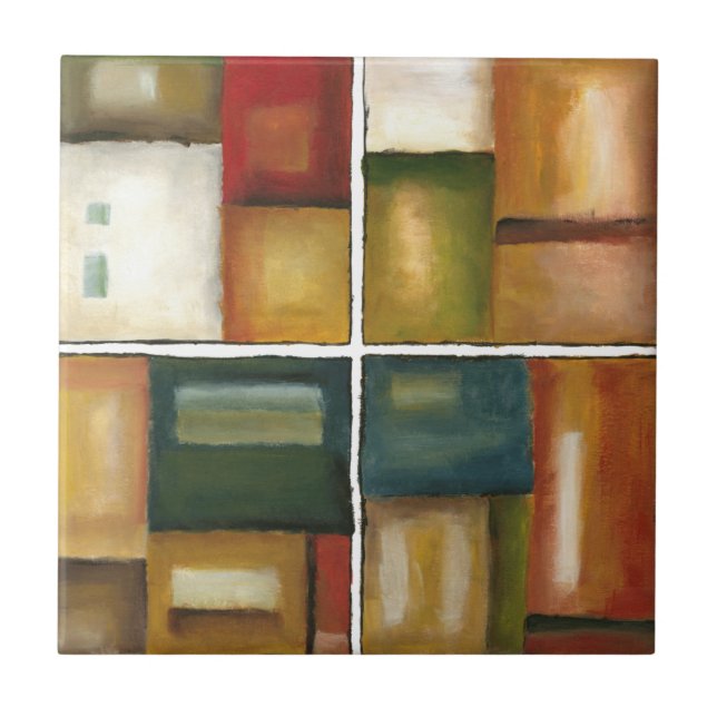 Four Paneled Painting by Jennifer Goldberger Ceramic Tile (Front)