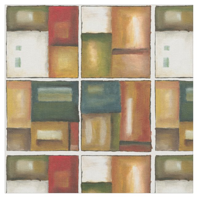 Four Paneled Painting by Jennifer Goldberger Fabric (Close Up)