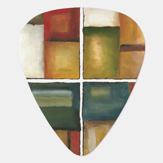 Four Paneled Painting by Jennifer Goldberger Guitar Pick (Front)