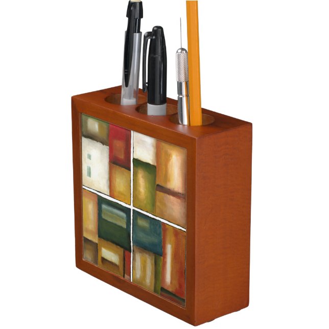 Four Paneled Painting by Jennifer Goldberger Pencil Holder (In Situ)