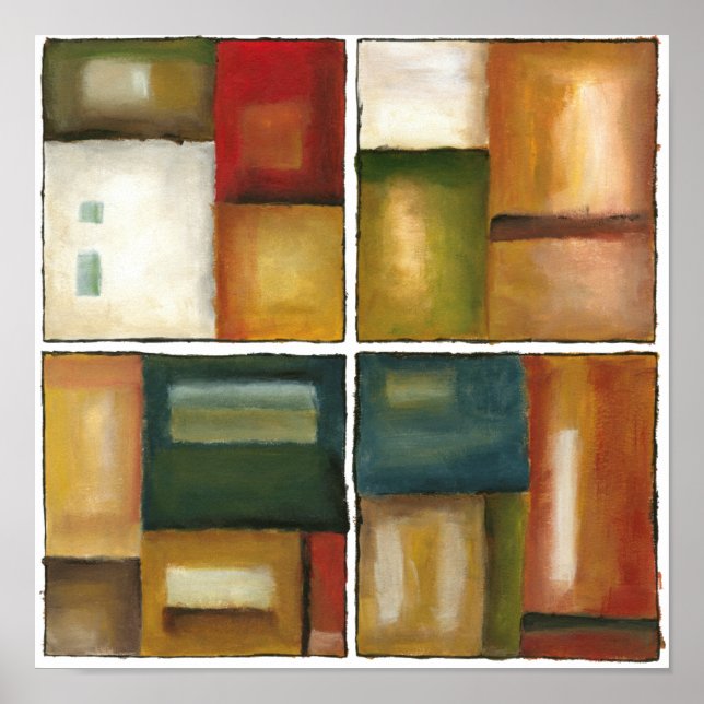 Four Paneled Painting by Jennifer Goldberger Poster (Front)