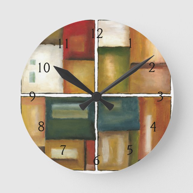 Four Paneled Painting by Jennifer Goldberger Round Clock (Front)