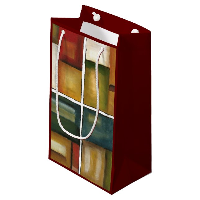 Four Paneled Painting by Jennifer Goldberger Small Gift Bag (Front Angled)