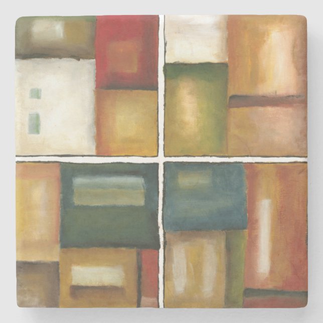 Four Paneled Painting by Jennifer Goldberger Stone Coaster (Front)