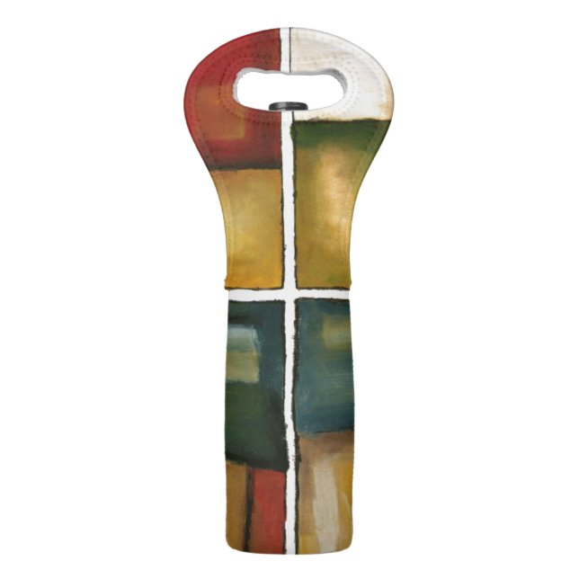 Four Paneled Painting by Jennifer Goldberger Wine Bag (Back)