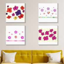 Four panels wall art home or office decor