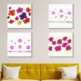 Four panels wall art home or office decor canvas photo tile 