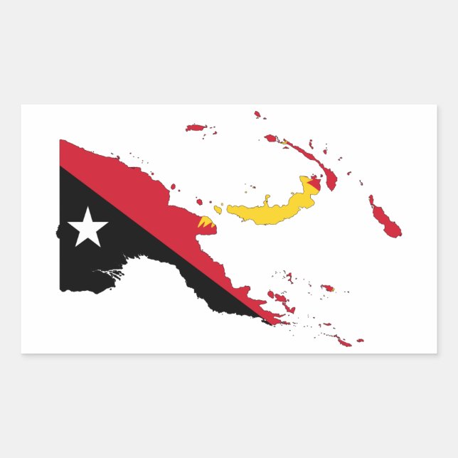 FOUR Papua New Guinea Flag Map Rectangular Sticker (Front)