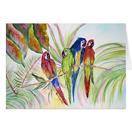 Four Parrots Sitting in a Tree....... Cards (Front Horizontal)