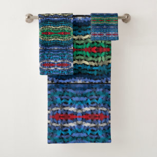 Four Part Harmony Translucent Alternating Shapes Bath Towel Set