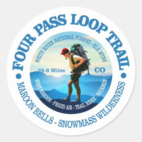 Four Pass Loop Trail Hiker C Classic Round Sticker