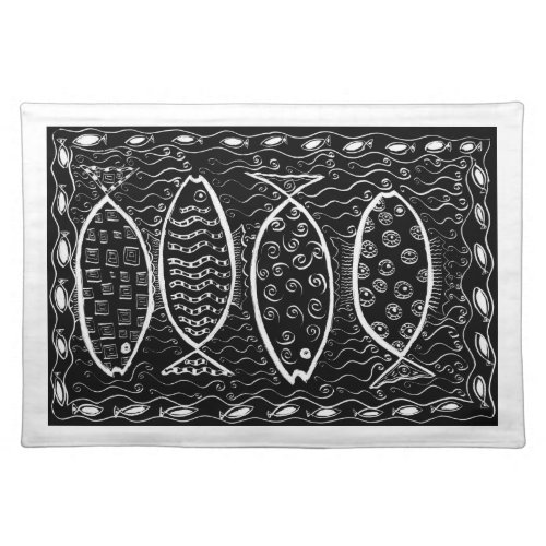 Four Patterned Fish Placemat