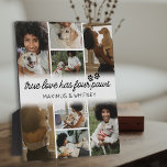 Four Paws Dog Owner Photo Plaque<br><div class="desc">This personalized dog picture plaque is the perfect keepsake or sentimental gift for any animal lover who's lost a beloved pet. It features 8 personal photos for you to choose yourself, heart paw prints, a cute quote that reads "true love has four paws", and customizable names for the pet and...</div>