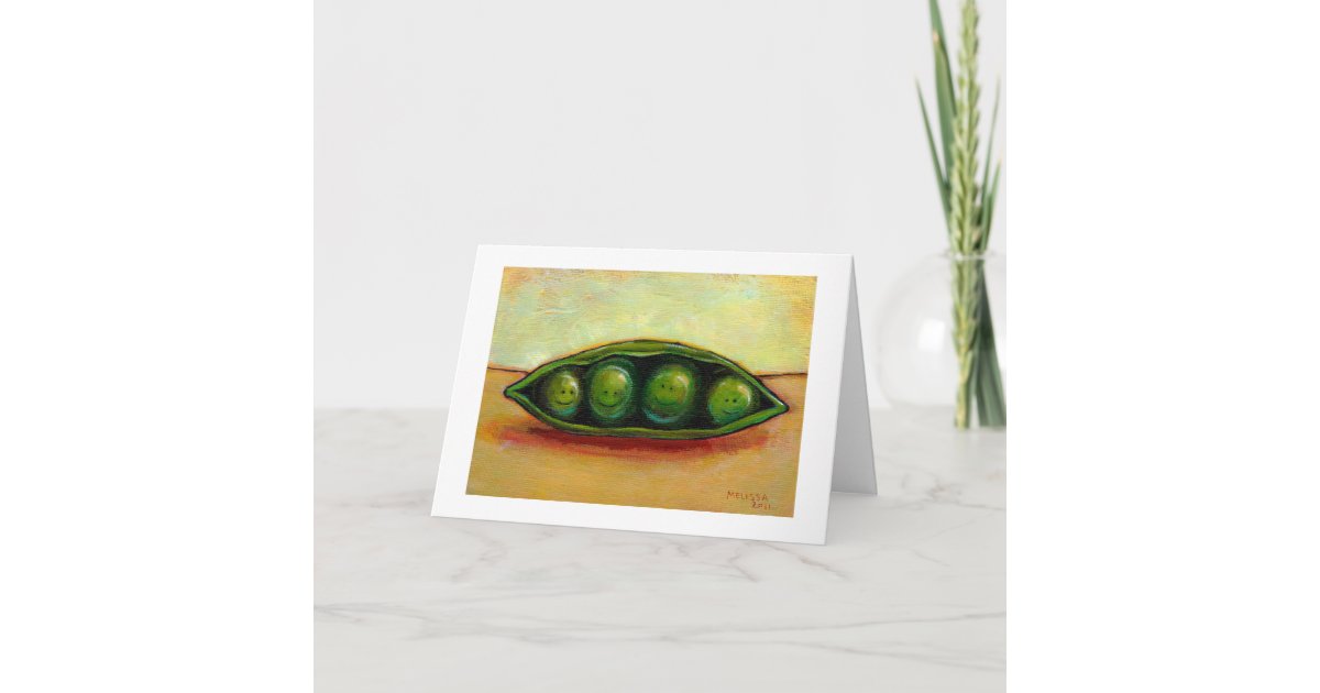 Four Peas In A Pod Fun Unique Original Art Card Zazzle Com