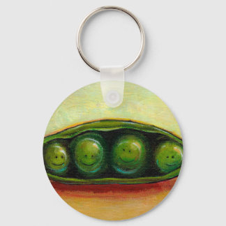 Four peas in a pod fun unique original art keychain