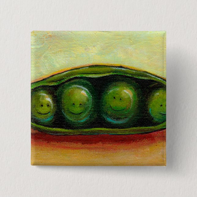 Four peas in a pod fun unique original art pinback button (Front)