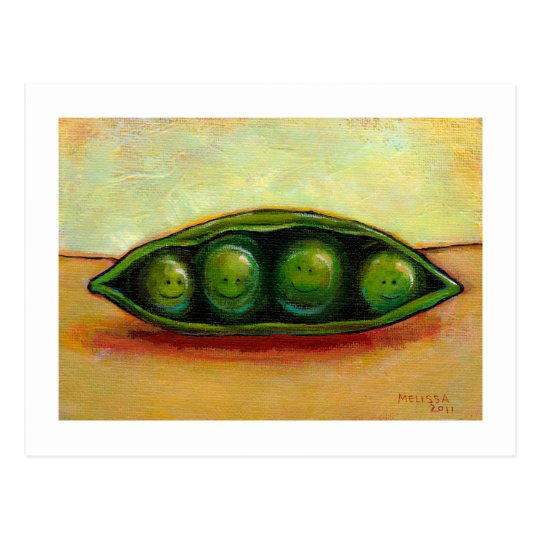 Four peas in a pod fun unique original art postcard | Zazzle.com