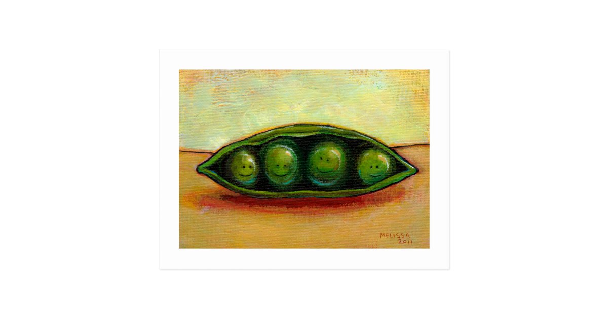 Four Peas In A Pod Fun Unique Original Art Postcard Zazzle Com