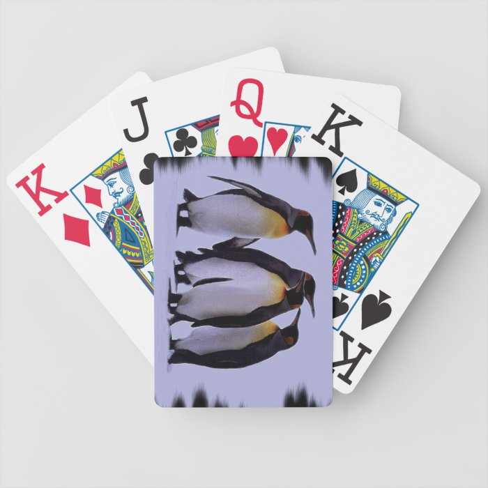 Four Penguins Playing Cards